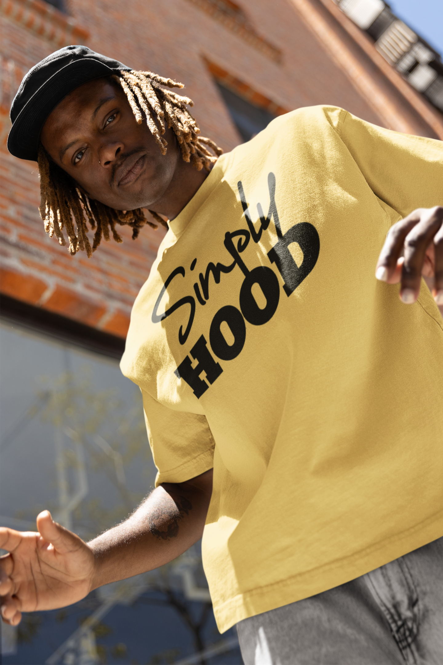 Simply Hood Logo Tee Yellow Blk