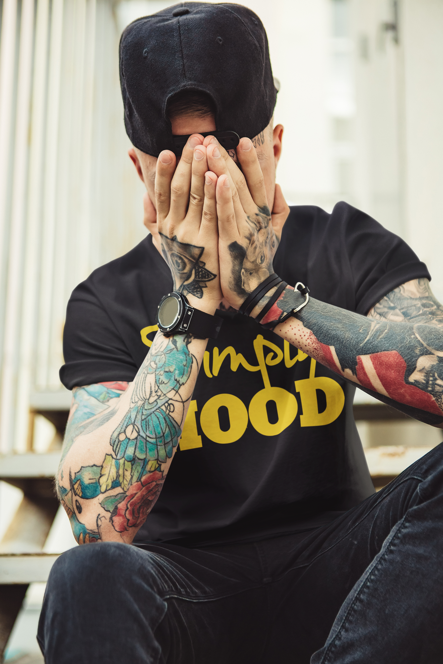 Simply Hood Logo Tee Black Yellow