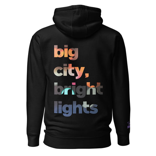 Big City Bright Lights Hoodie Black - Wht/Purp Stitch