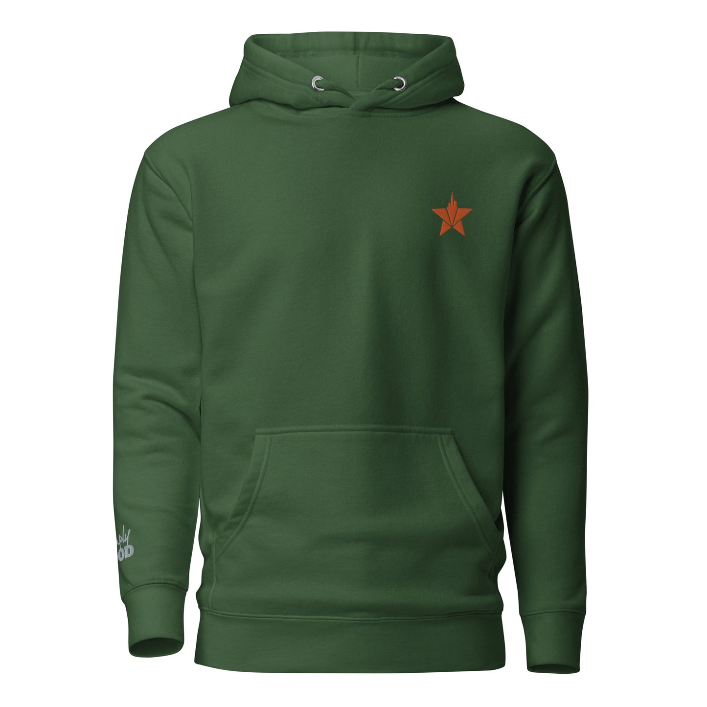 Big City Bright Lights Hoodie Forest Green - Org/Wht Stitch