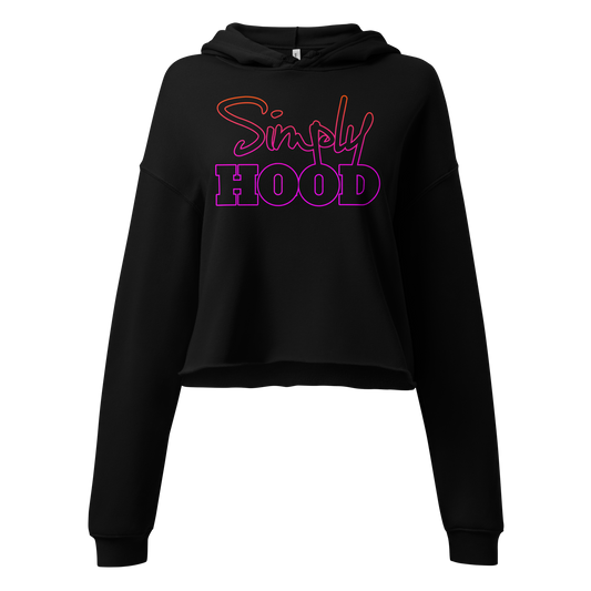 Simply Hood Logo Crop Hoodie Blk Neon Orange/Hot Pink Gradient